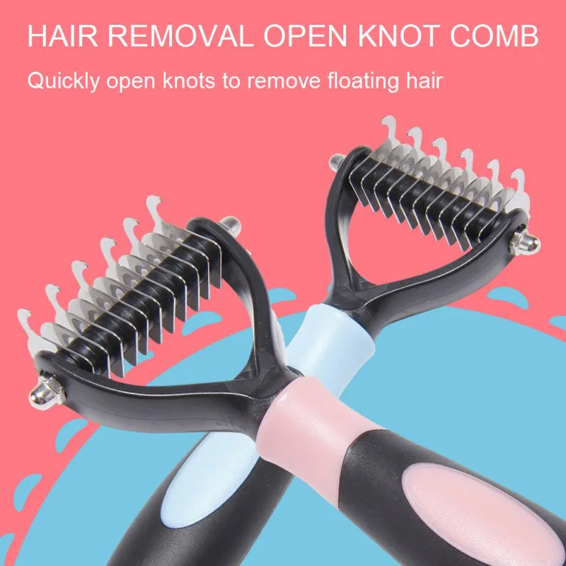 

Расческа для домашних животных из нержавеющей стали для кошек и собак, очистка волос, удаление плавающих волос, расческа с открытым узлом, Н...