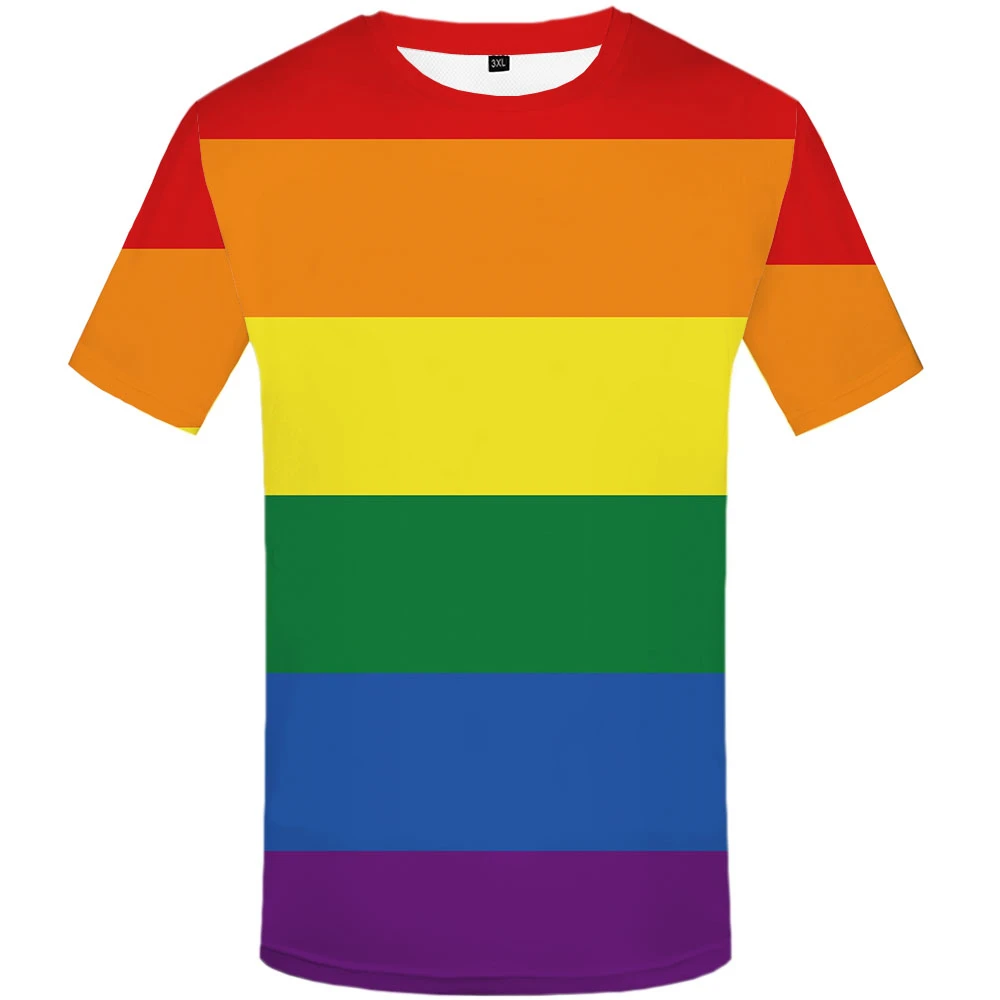 

Rainbow T-shirt Men women Tshirts Casual Colorful Tshirt Printed Harajuku Shirt Print Gothic Clothes Short Sleeve Sports easy-t