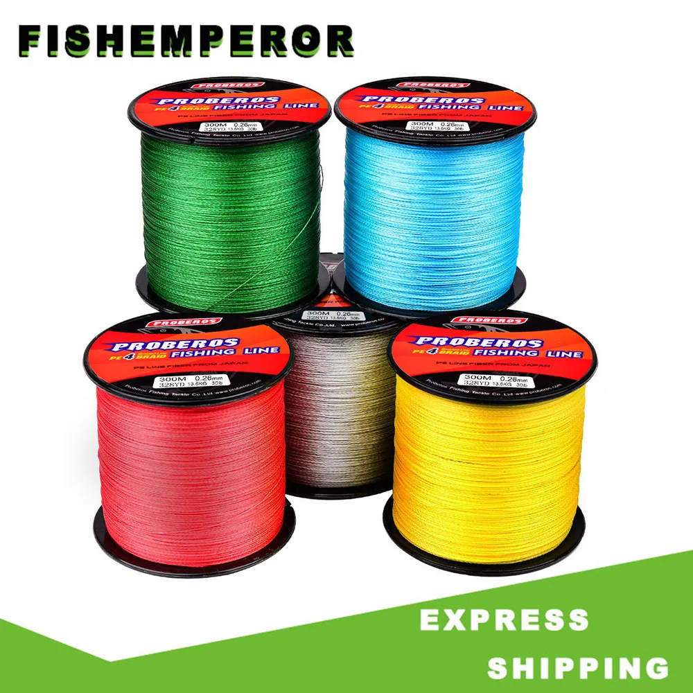 

FISHEMPER PE Braided Fishing Line 300M 4 Strands Multifilament Sea Fishing Line Carp Wire 6-100LB Rope Cord Pesca 5 Colors