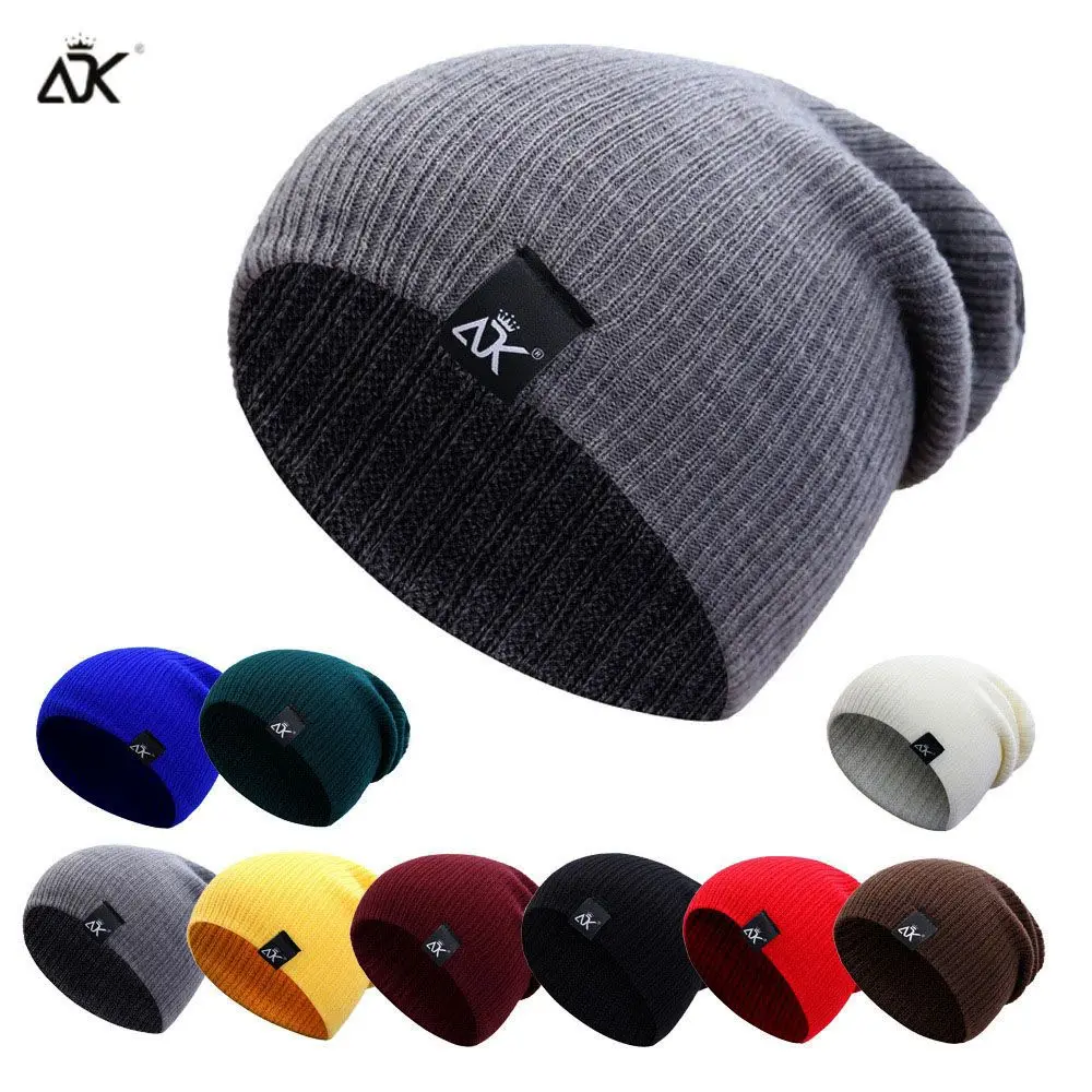 

12 Colors Woman/Men New Solid Cute Female Beanie Caps Knitted Beanies Warmer Bonnet Winter Autumn Hats