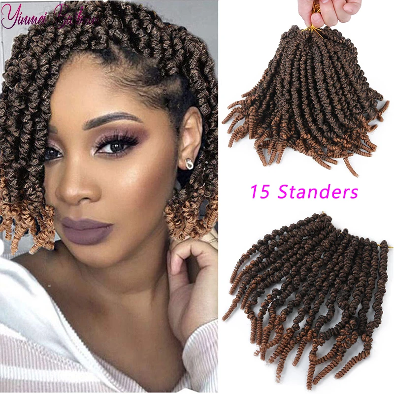 

8inch Pre-looped Bomb Twist Crochet Braids Passion Twist Crochet Hair Ombre Spring Twist Synthetic Braiding Hair Extensions