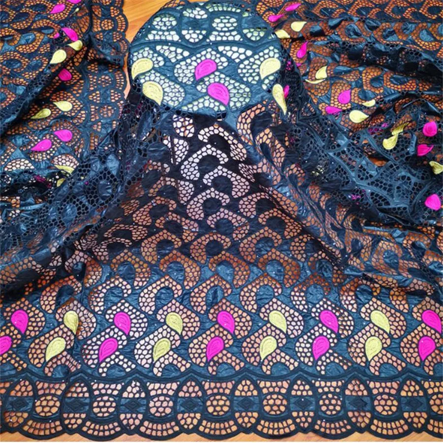 Новое поступление африканская богатая ткань хлопковая вышивка кружевная для