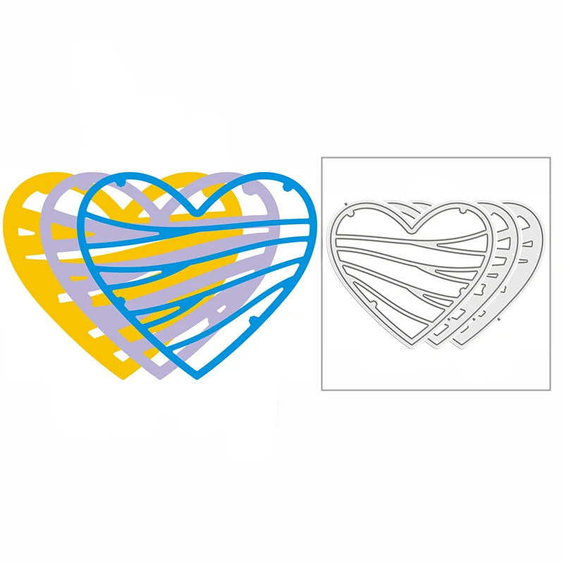 

New Linear Hearts Layered DIY Craft Mold 2021 Metal Cutting Dies for Scrapbooking and Card Making Decorative Embossing No Stamps