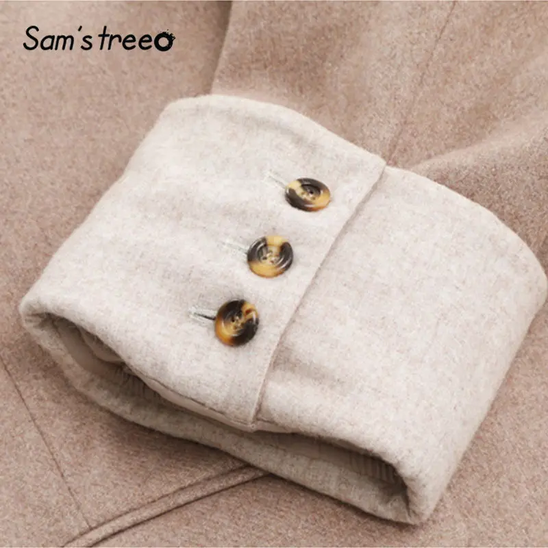 SAM'S TREE Camel, женские блейзеры в минималистическом стиле, осень, лоскутный рукав, чистый, двусторонний, шерстяные, накладные, женские пальто