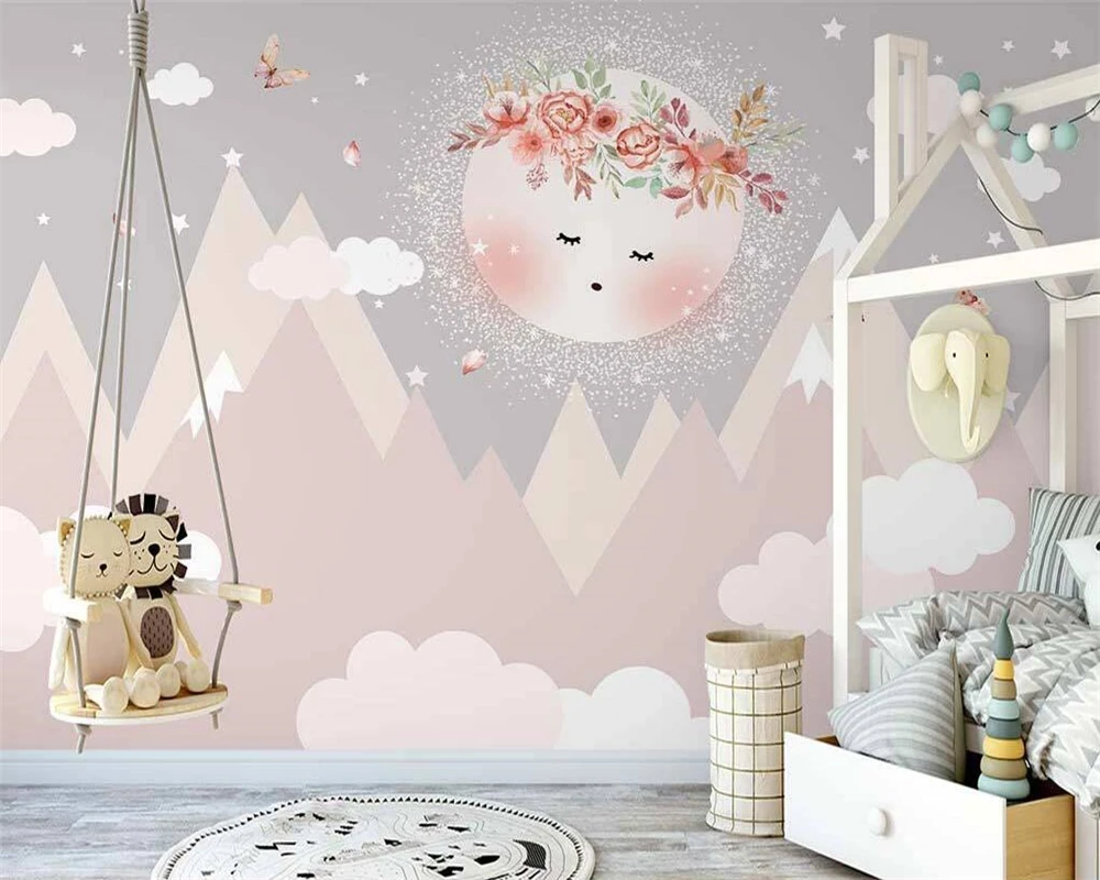 

beibehang Custom papier peint Nordic hand-painted fantasy starry sky clouds princess room children's room background wallpaper