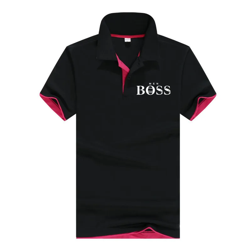 

2021 new summer boss short-sleeved business polo shirt men's lapel fashion casual thin section breathable letters British short