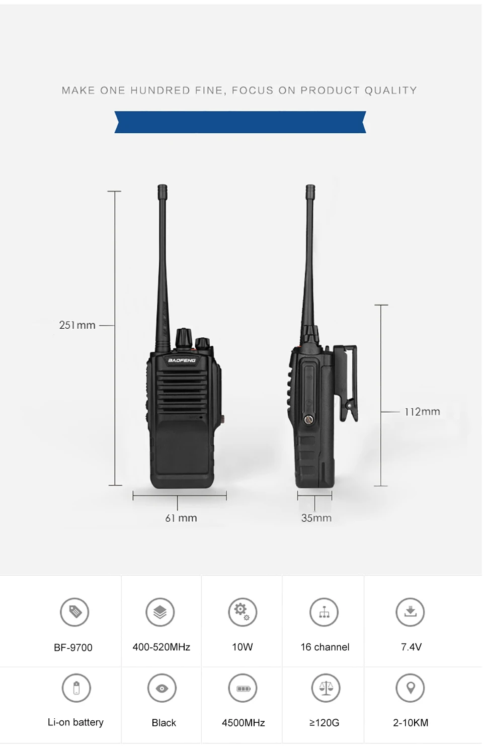 2 шт. BAOFENG BF-9700 8 Вт длинная Водонепроницаемая рация UHF Ручной CB любительский радиоприемник FM HF трансивер BF 9700 Woki Toki UV-9R