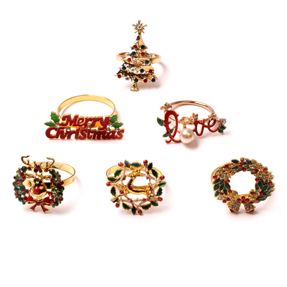 

Рождественские кольца для салфеток, держатели для салфеток, кольца для праздника, Рождественский Декор для стола, Пряжка для салфеток, свад...