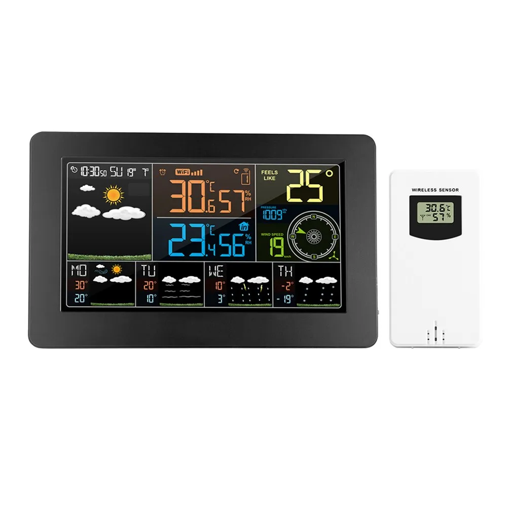 

Multifunctional Color WiFi Weather Station APP Control Smart Weather Monitor Indoor Outdoor Temperature Humidity Barometric Wind