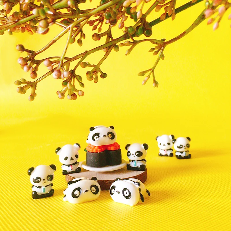 4Pcs/cute panda/miniatures/lovely cute figurine/fairy garden gnome/moss terrarium decor/crafts/bonsai/ DIY doll house/toy/model | Дом и сад