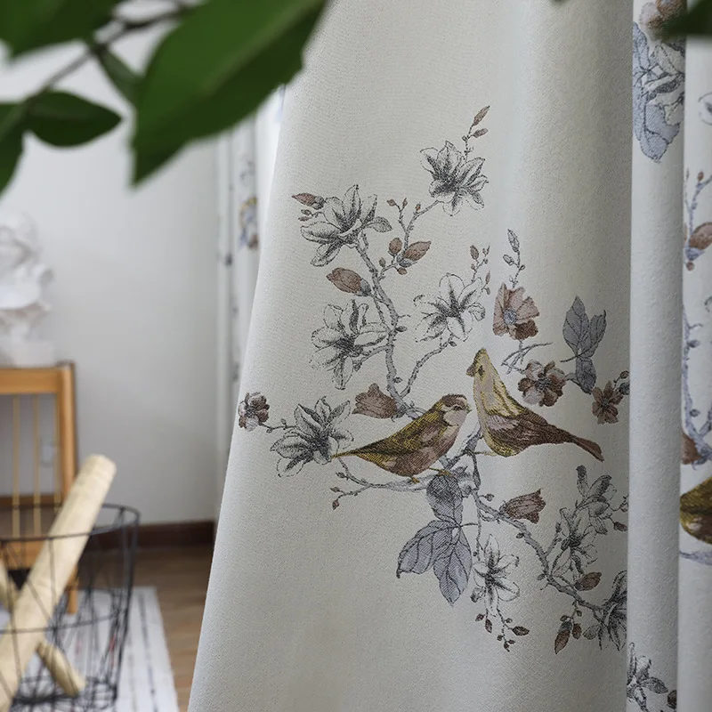 

Жаккардовые занавески с цветочным и птичьим рисунком, 2021