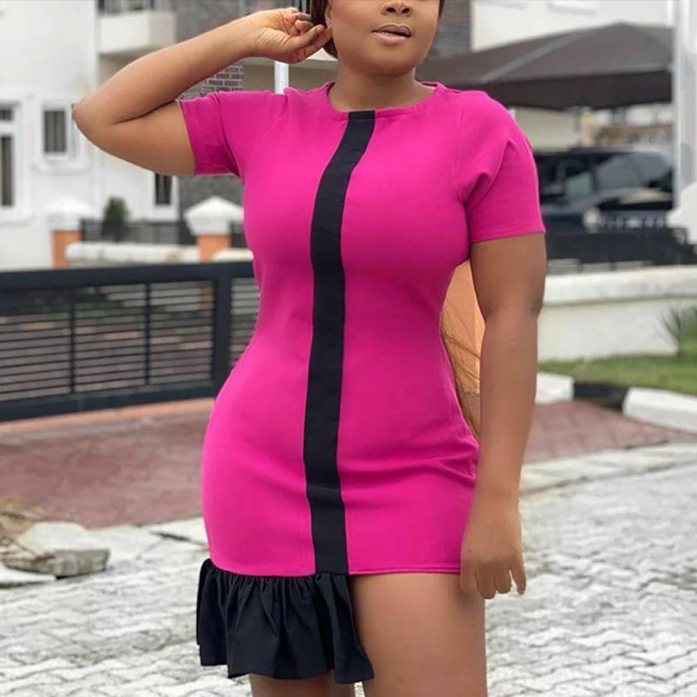 

Платье для женская летняя обувь 2021 Новый Bodycon пуловеры оборками Лоскутная мини Длина Сексуальное вечернее ночное вечерние Клубные платья Л...