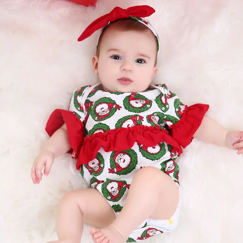 Детский комбинезон с коротким рукавом на Рождество |