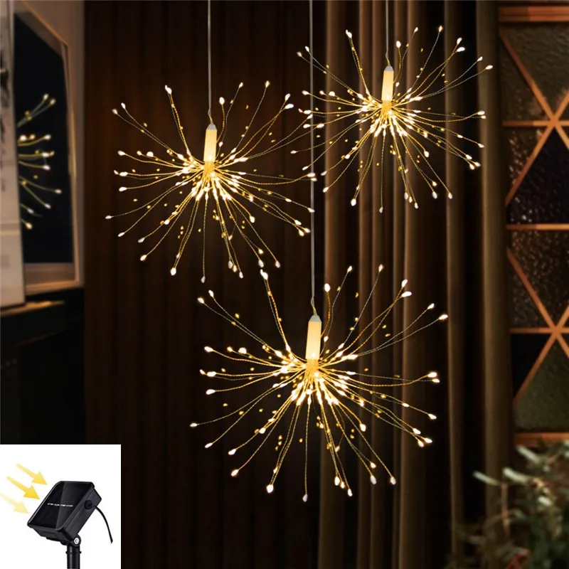 120/200LED Солнечный Сказочный светильник медный провод на солнечной батарее