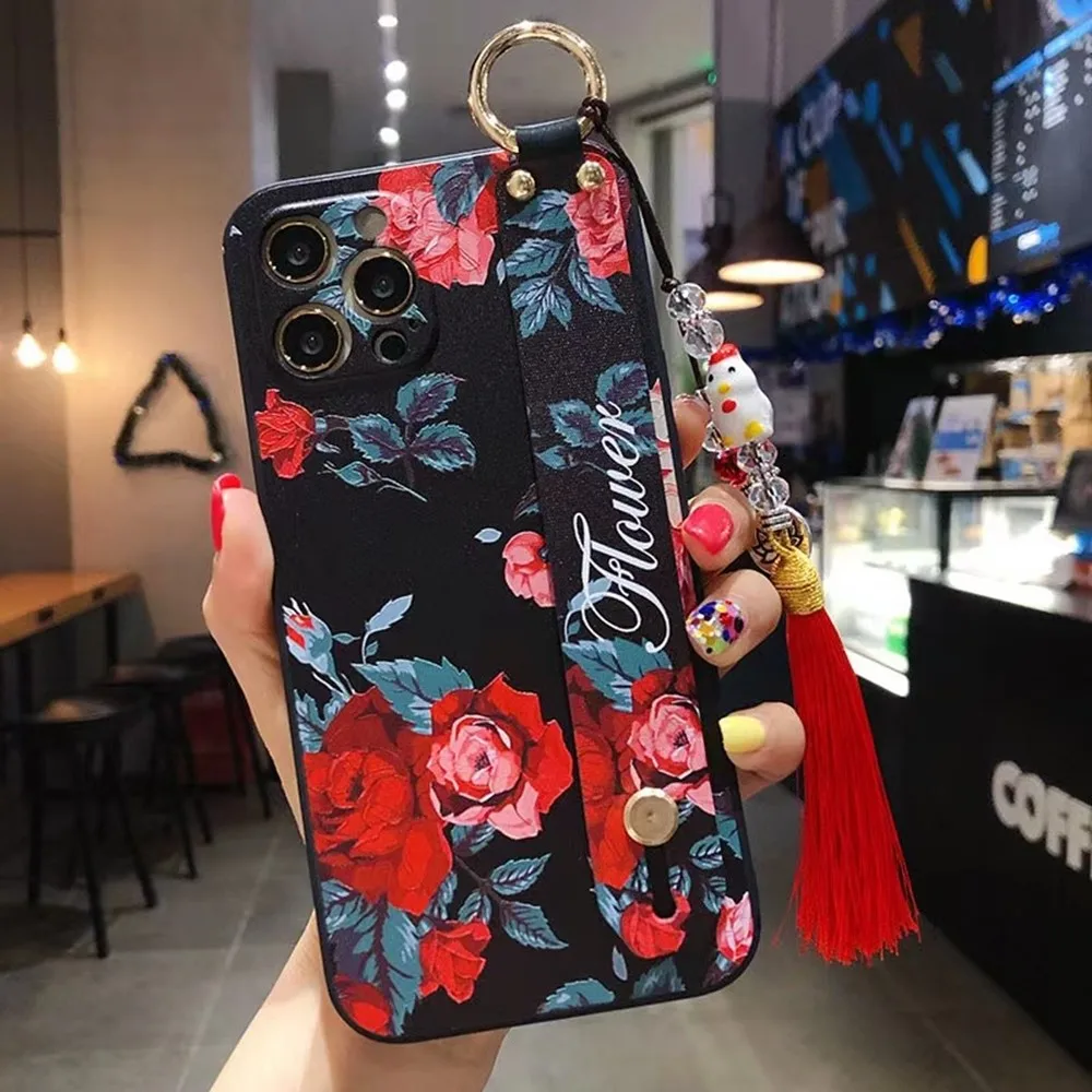 

For huawei mate 40 30 20 P40 P30 P20 lite nova 5T 7i 7 se honor 10i 20i 20 30 pro Y9 prime 2019 case cover rose silicone wristba