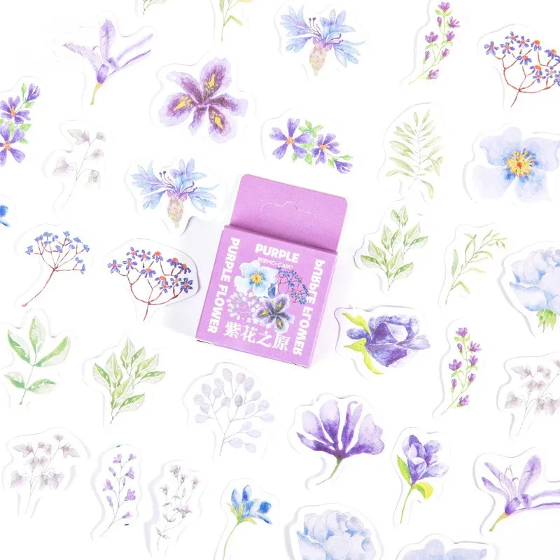 

46pcs/pack Creative Purple Flower Paper Stickers Diary Fashion Purple Diy Scrapbooking Label Sticker Stationery