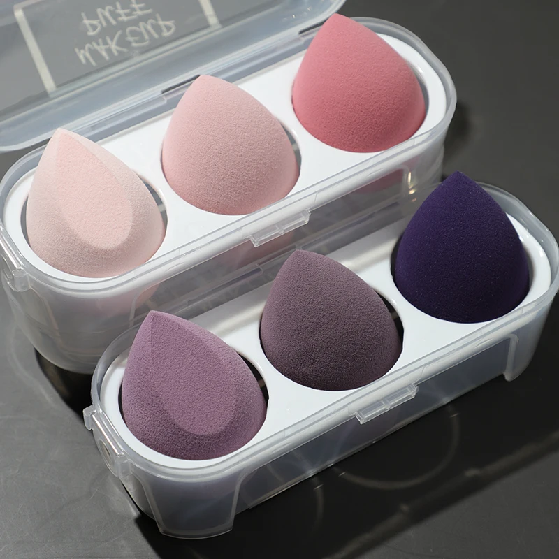 

3/4 Piece Set Of Makeup Sponge, Puff, Healthy Latex Soft Sponge, Wet And Dry Set, Beveled Beauty Makeup Tool