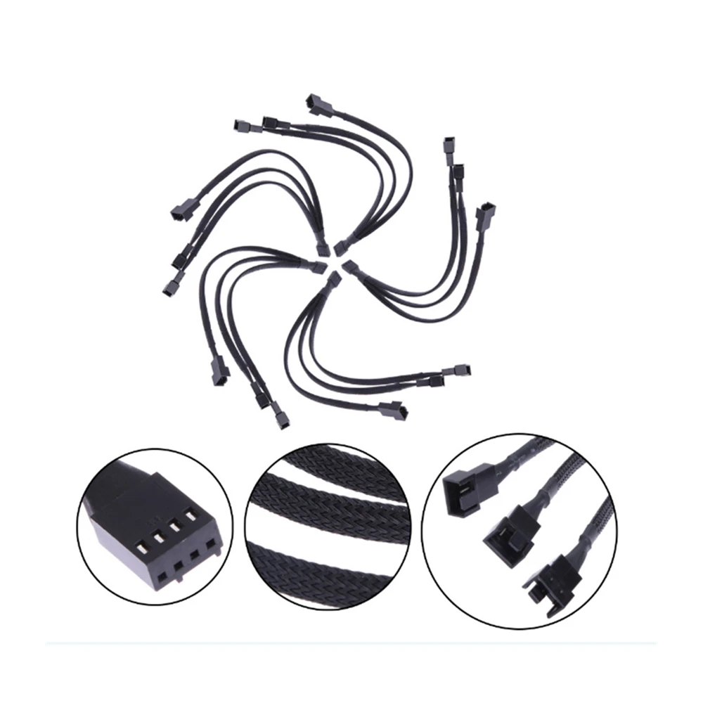 1PCS 4Pin PWM Fan Cable Cooling 1 To 3 Ways Splitter Sleeved Extension Braided | Компьютеры и офис