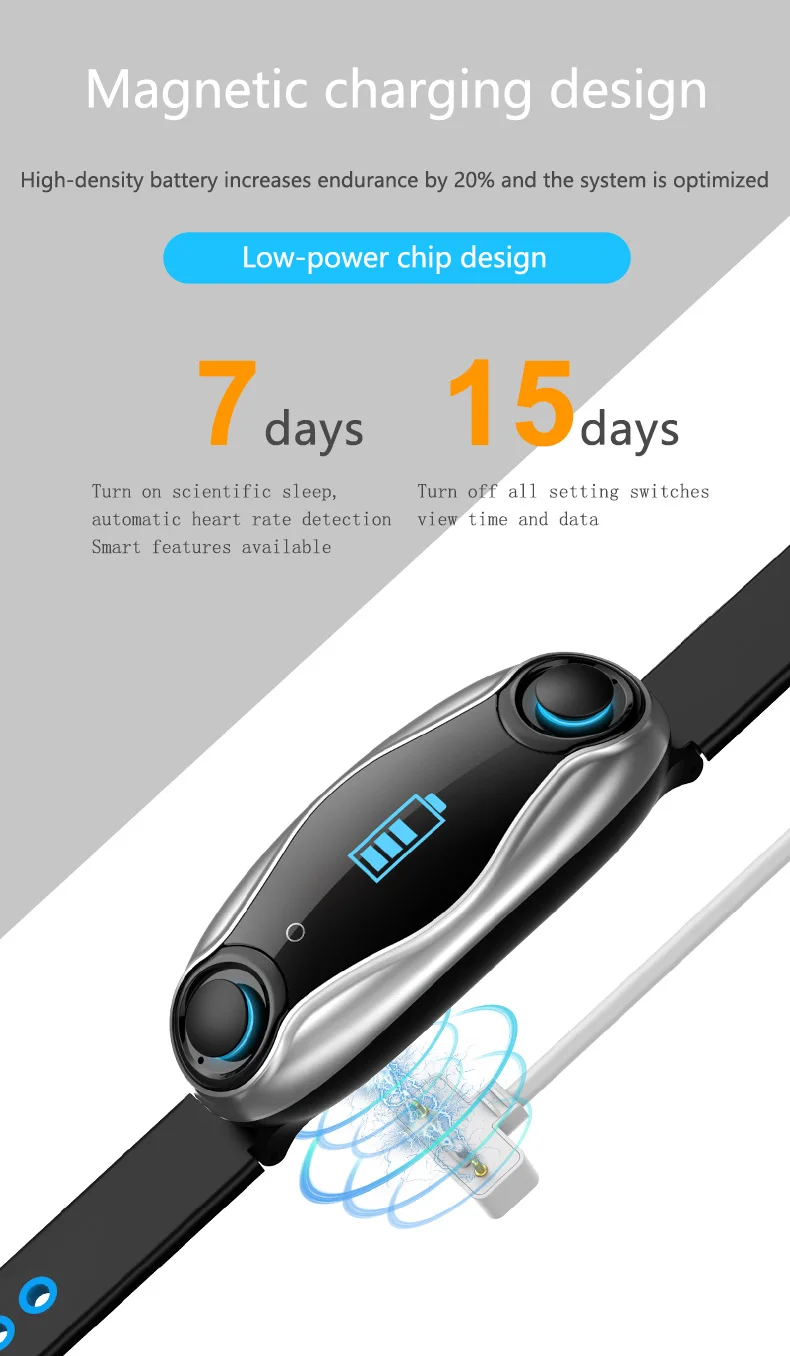 LEMFO LT04 фитнес-Браслет беспроводные Bluetooth наушники 2 в 1 Bluetooth 5,0 чип IP67 водонепроницаемые спортивные Смарт-часы