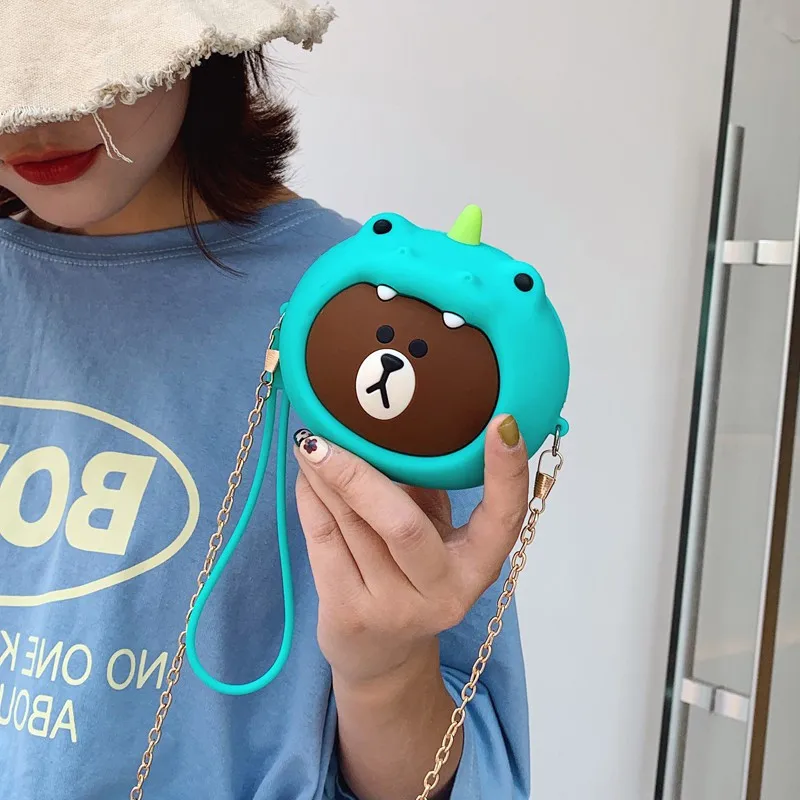 Кошелек для девочек, сумка, Дамская, животные, на молнии, мини, 3D, динозавр, мультфильм, силиконовые кошельки для монет, детские игрушки, сумка для мелочи, для хранения денег, ключей