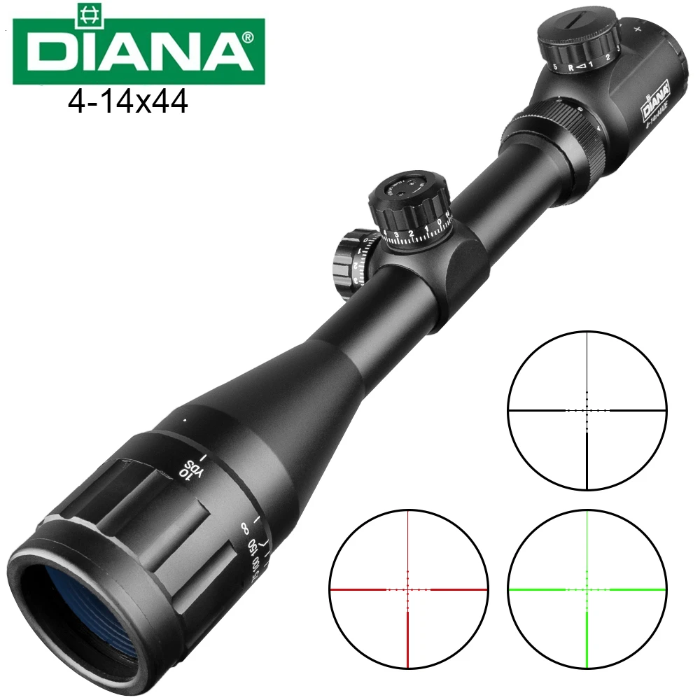 Тактический Оптический крестообразный прицел DIANA 4 14x44 с зеленым и красным