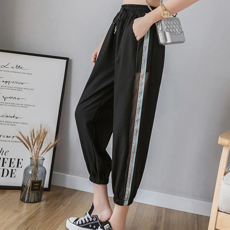 Брюки женские летние шелковые черные и белые в полоску 2021 | Женская одежда