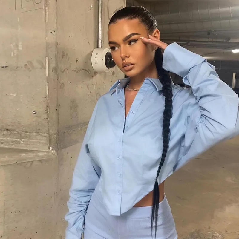 Женский кардиган с длинным рукавом однотонная короткая футболка отложным