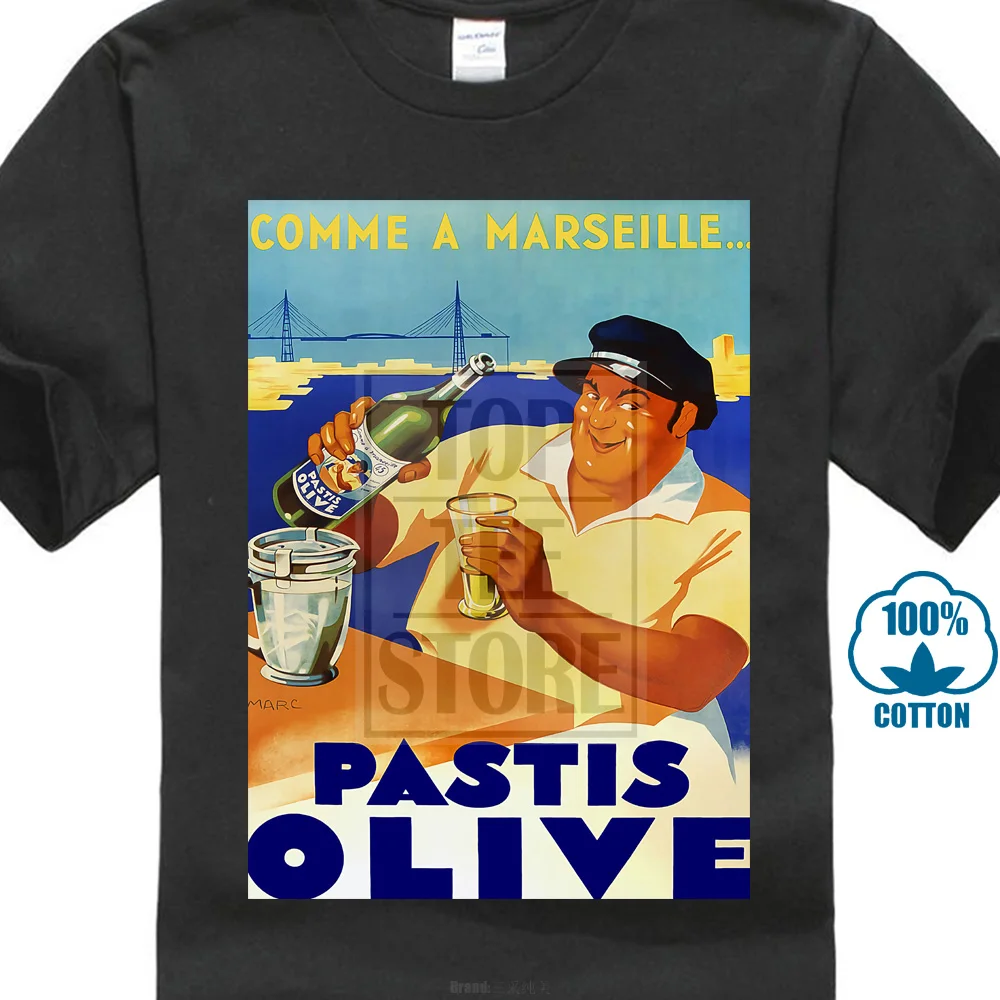 Мужская винтажная футболка с изображением оливкового Марселя старого порта