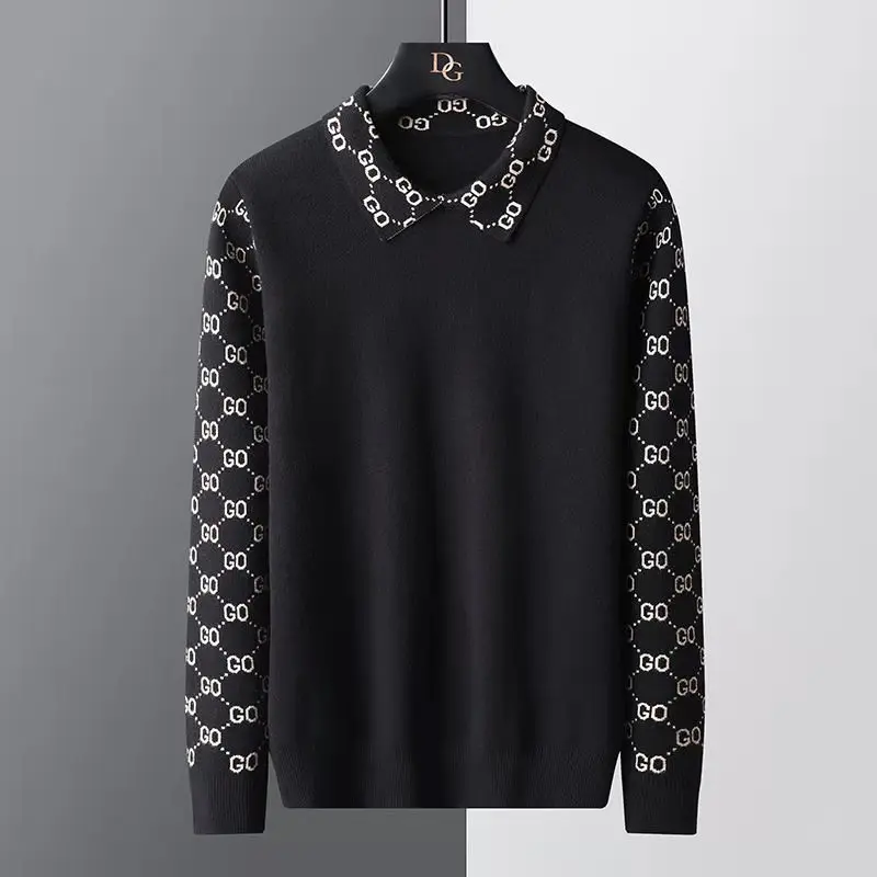 

Men's sweater thickened autumn and winter new shirt collar Korean led sweater stitching trend long sleeve