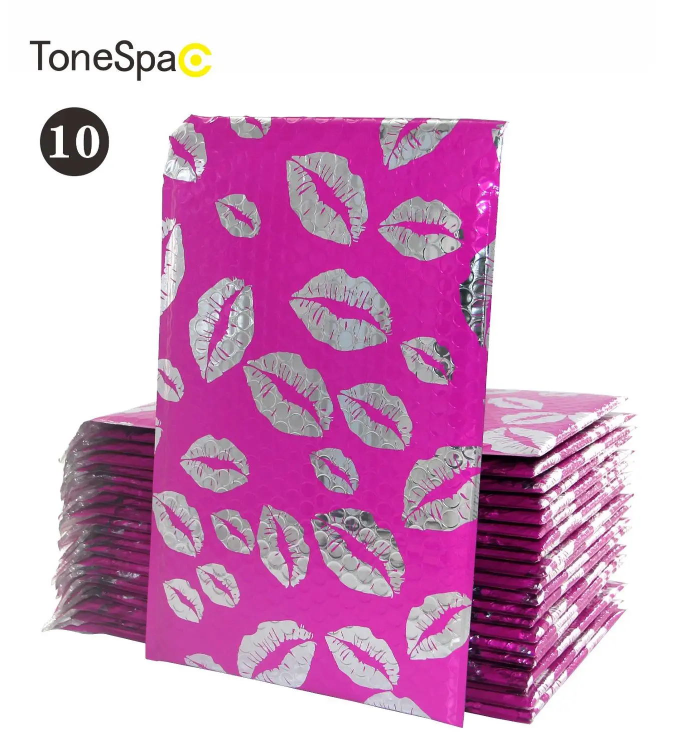 TONESPAC 190*260 мм 10 шт. Губы Поцелуй поли пузырьковый почтовый пакет с подкладкой Конверты сумка самозапечатывающаяся водонепроницаемая упаковка ярко-розовый