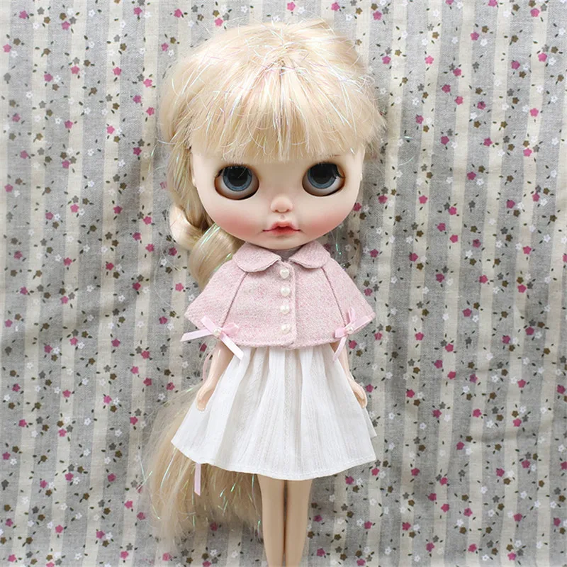 Одежда для куклы ICY DBS Blyth белое платье с розовой мантией костюм 1/6 BJD OB24 аниме