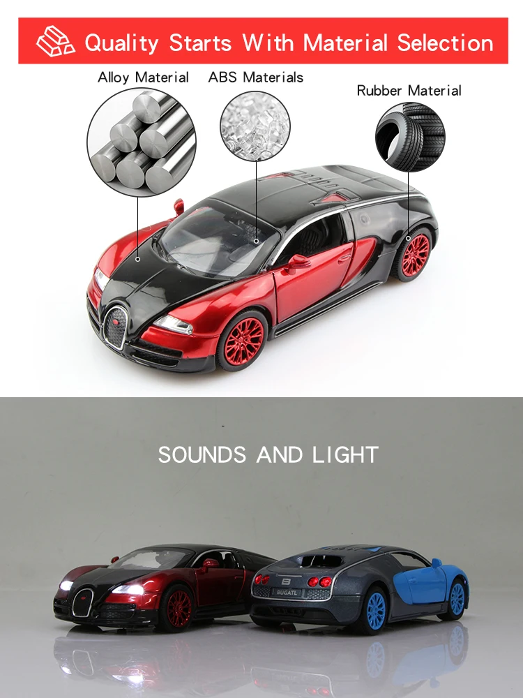 Двойная лошадь Bugatti Veyron суперкар 1/32 модель из сплава игрушки для мальчиков
