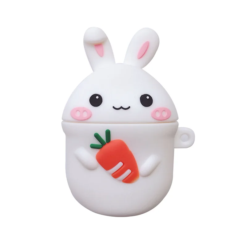 

For Airpods 1/2 Case,3D Cartoon Cute Rabbit radish Case Soft Silicone Earphone Headphone Cover For Airpods Case For Kids