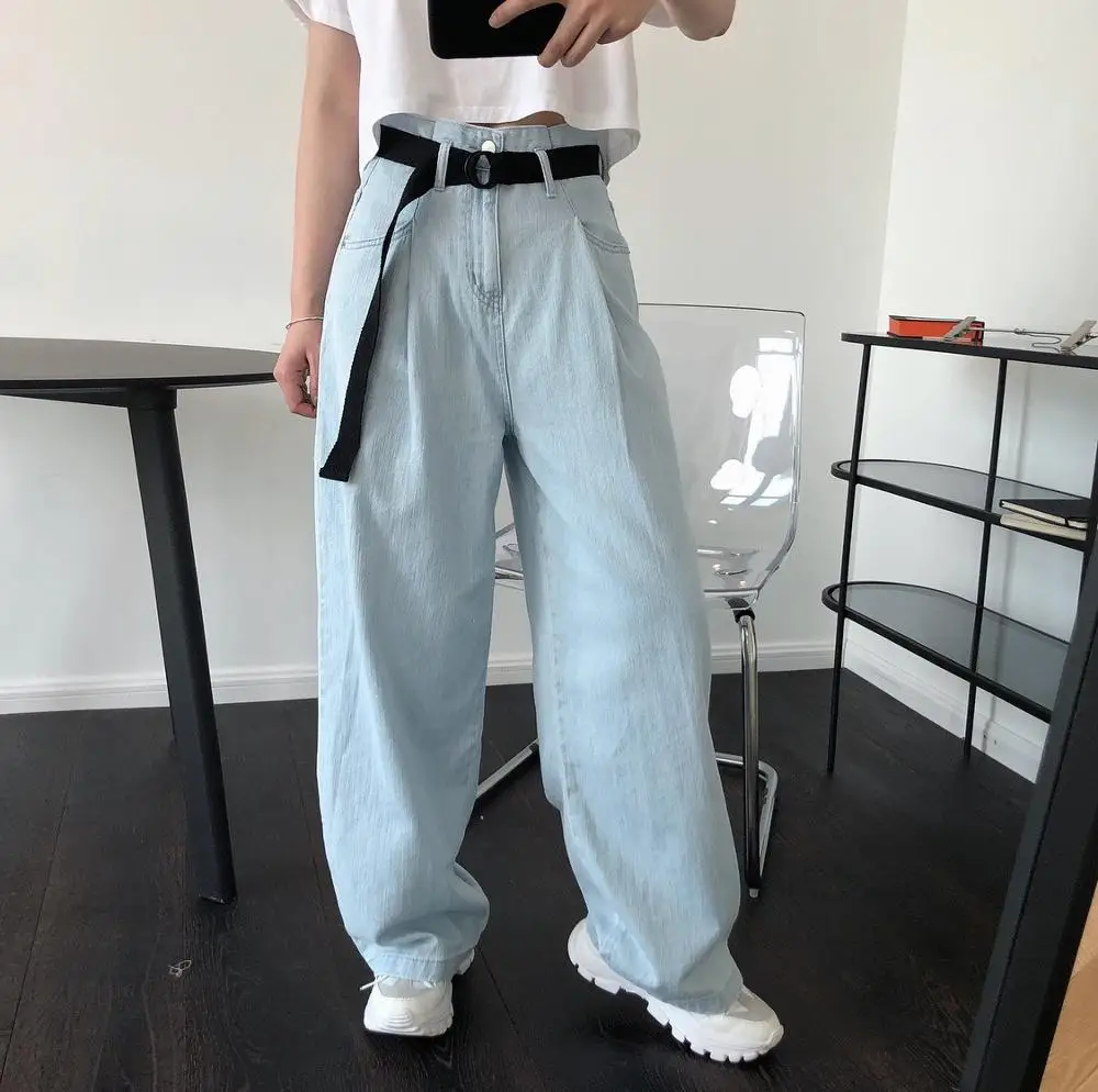 

Женские прямые джинсы большого размера, длинные синие джинсы из хлопка, Осень-зима 2021