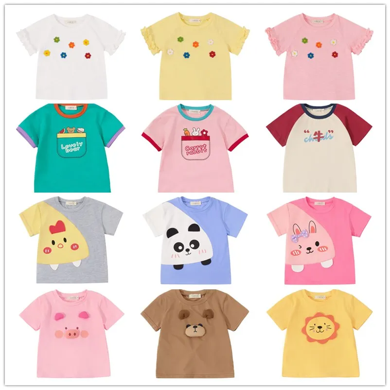 

Детская летняя футболка с коротким рукавом, 100% хлопок, удобный топ с мультяшным принтом, футболка для мальчиков и девочек