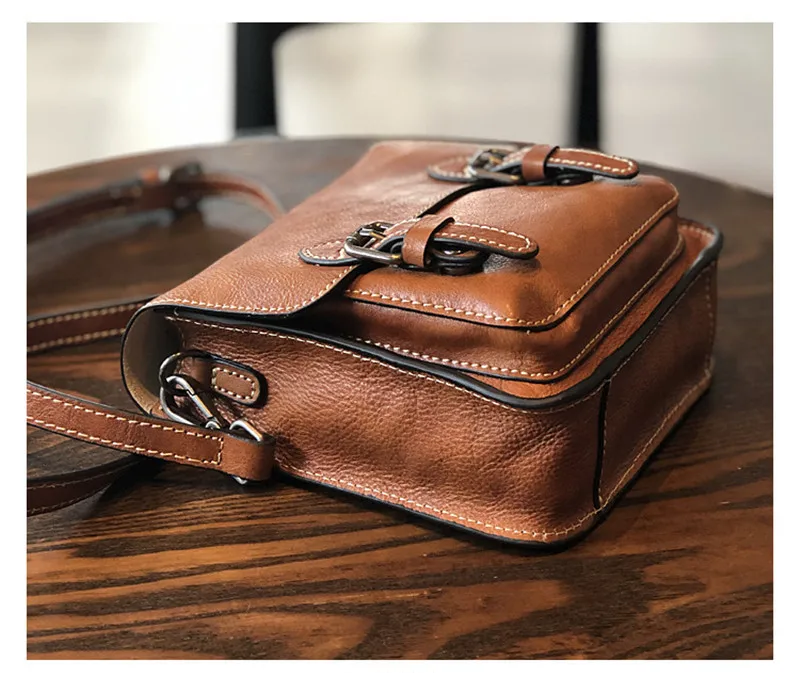 Retro fashion luxury natural genuine leather ladies mini Cambridge bag outdoor daily work college style shoulder messenger bag