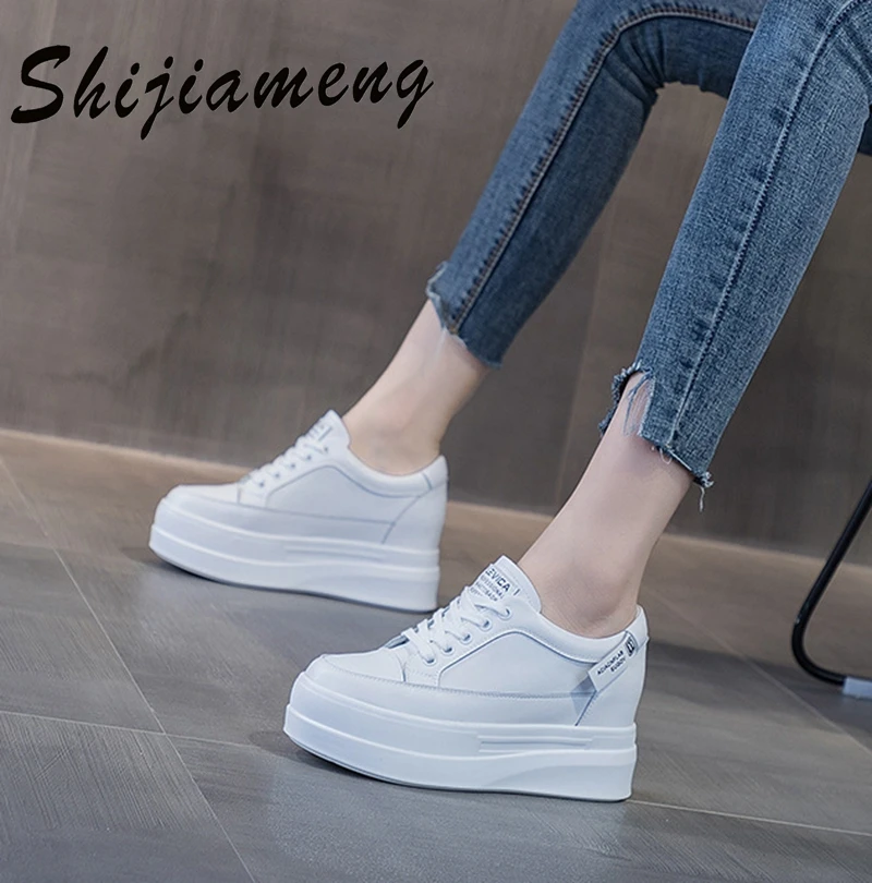 

Женские туфли на толстой подошве, повседневные туфли белого цвета с высоким каблуком 8 см, для весны, 2021