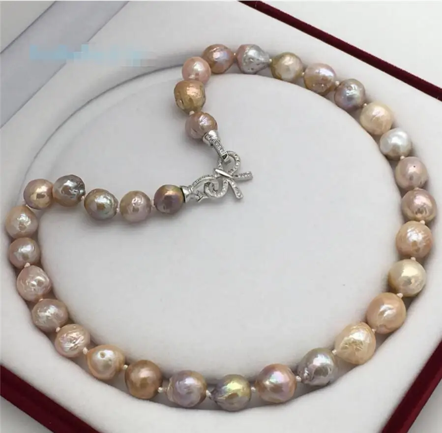 Бесплатная доставка новой природной многоцветной жемчужной бусины нечетной формы с бабочкой-застежкой Эдисона 19 дюймов.