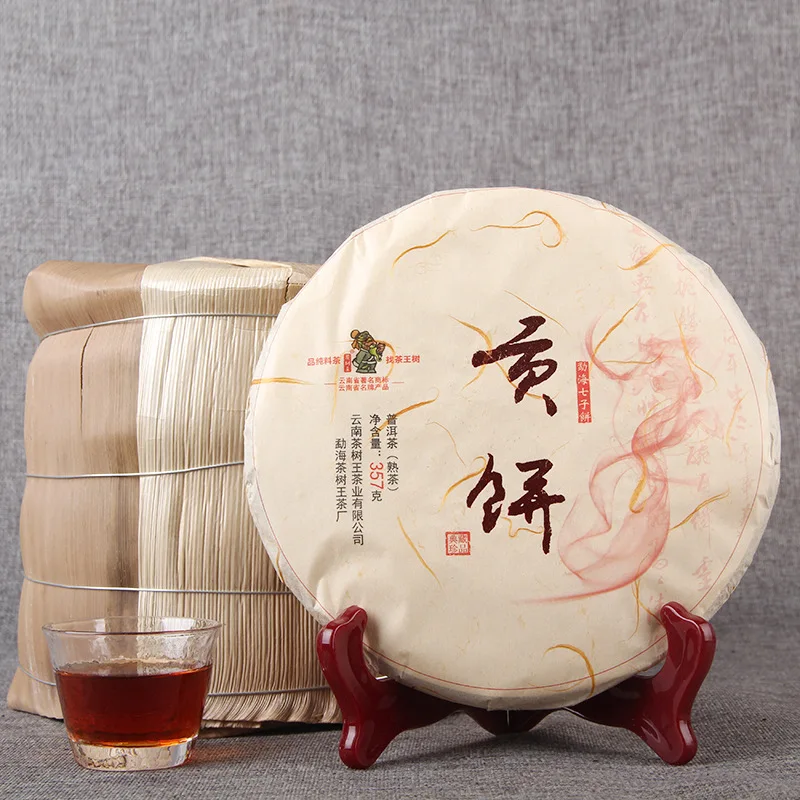 

Чай Yunnan Puer Menghai Qizi, чай для красоты торта и потери веса, чай Menghai Tribute, приготовленный чай 357 г