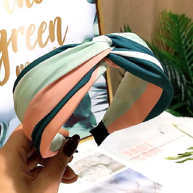 Обруч для волос Женский, тканевый, в полоску, с узелком, в Корейском стиле, простая повязка для головы