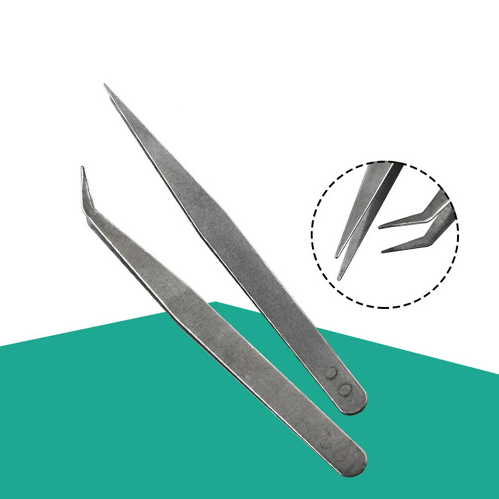 2 шт. Пинцет из нержавеющей стали Прямой пинцет ручной DIY Инструменты для