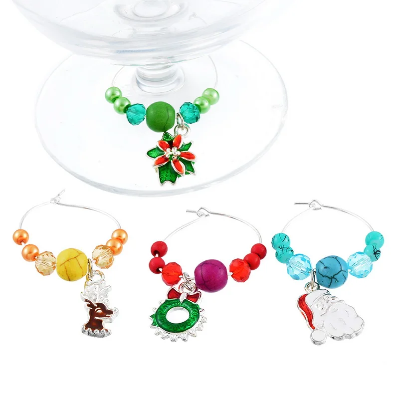 Hoomall 6 шт./кор. винные Подвески со стеклянными шармами Рождественское украшение
