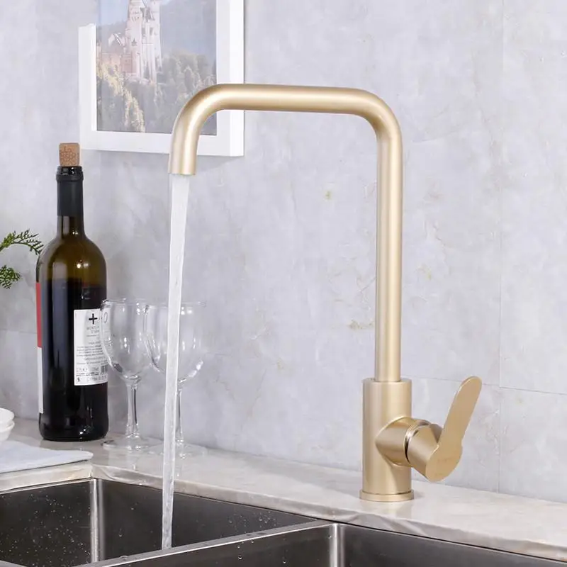 Роскошный Золотой смеситель для кухни золотистый латунный детской раковины