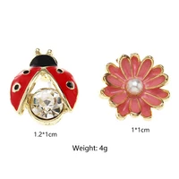 red enamel cute ladybug daisy stud earring for women pink daisies lady beetle ladybird earrings female fashion bijoux wholesale