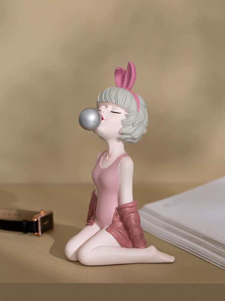 

Nordic Creative Cute Decoration Home Living Room Desktop TV Cabinet Furnishing Bubble Girl Ornaments Resin Crafts