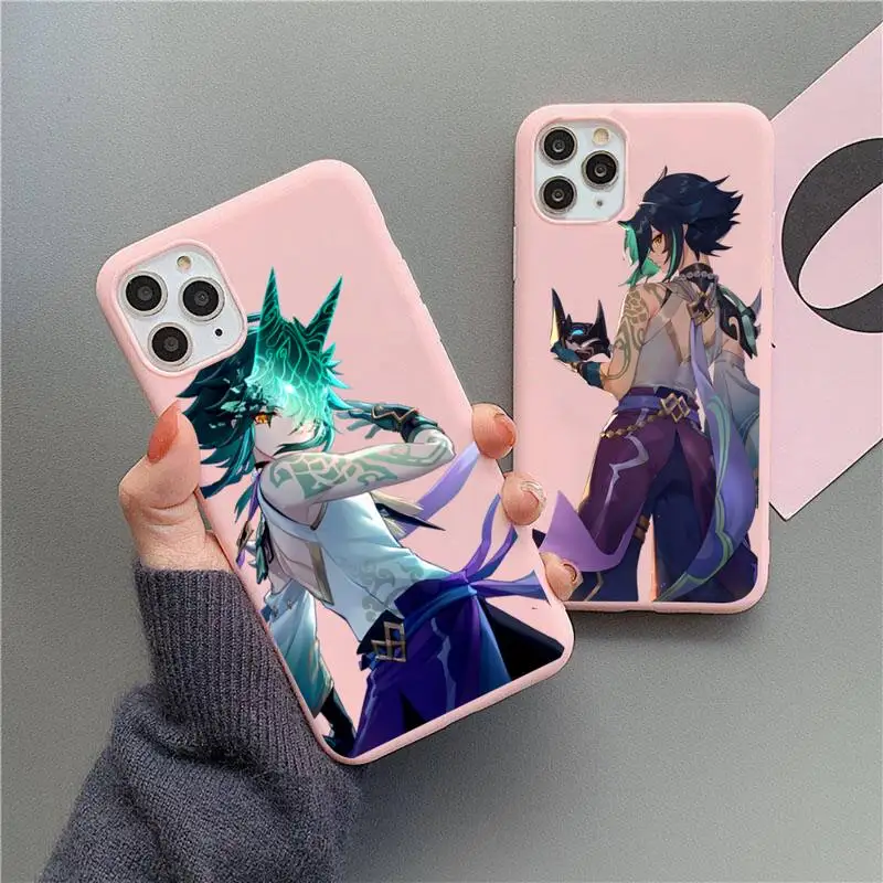 

Xiao Genshin Impact Game Phone Case For iphone 13 12 11 Pro Max Mini XS 8 7 6 6S Plus X SE 2020 Matte Candy Pink Silicone cover