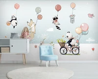 custom wallpaper cute cartoon animal hot air balloon childrens room background wall painting waterproof material