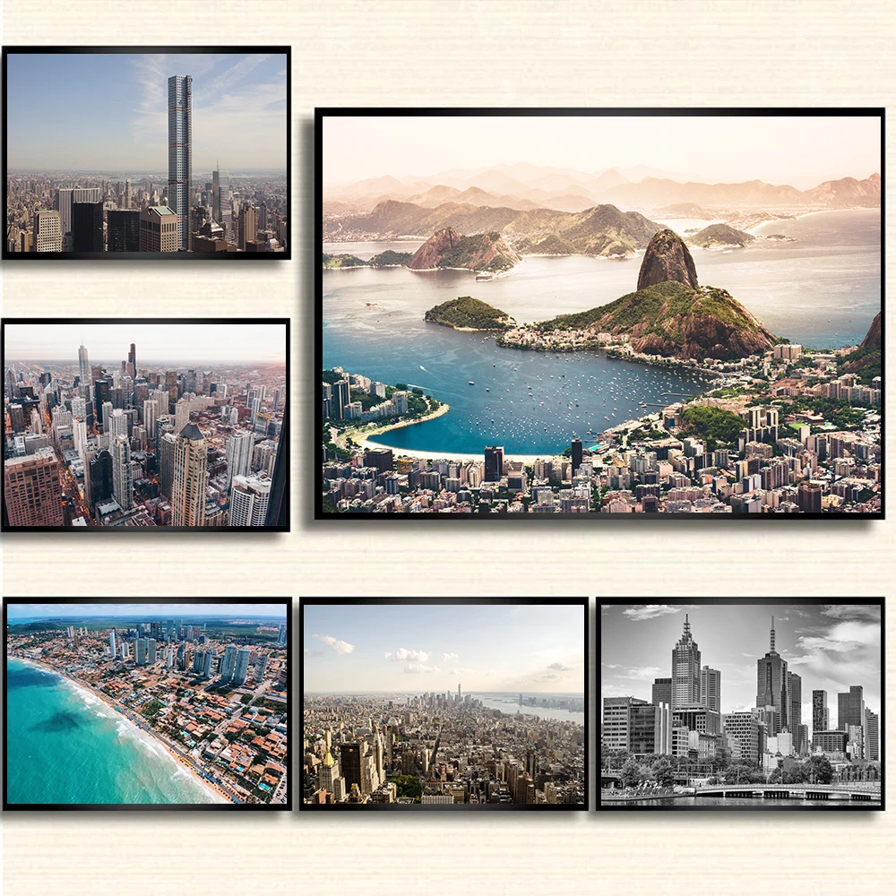 Черно-белая масляная живопись В индустриальном стиле глобальные городские