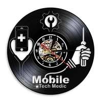 mobile phone repair shop logo wall clock smart devices fix service wall clock battery operated mobile technology medic decor