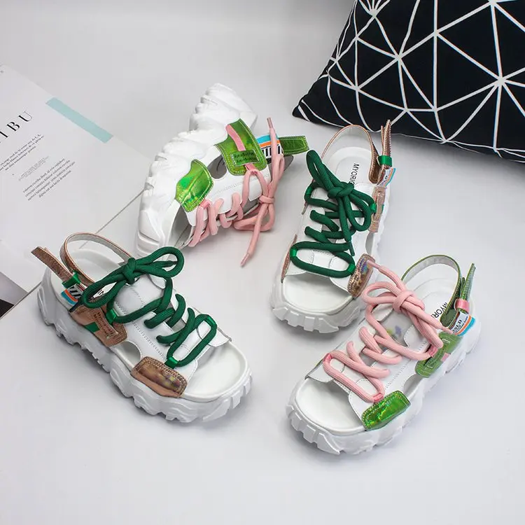 

2020 summer new muffin with thick-soled sandals female casual Korean version of the open toe beach women's sandals
